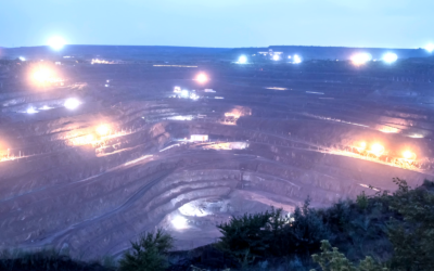 A mining site at night time