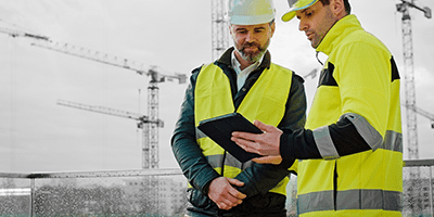 construction people with tablet